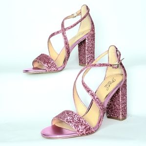 NWOT - Badgley Mischka - Pink Glitter Block heels